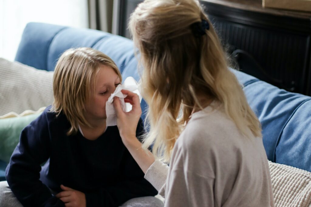 child having allergies
